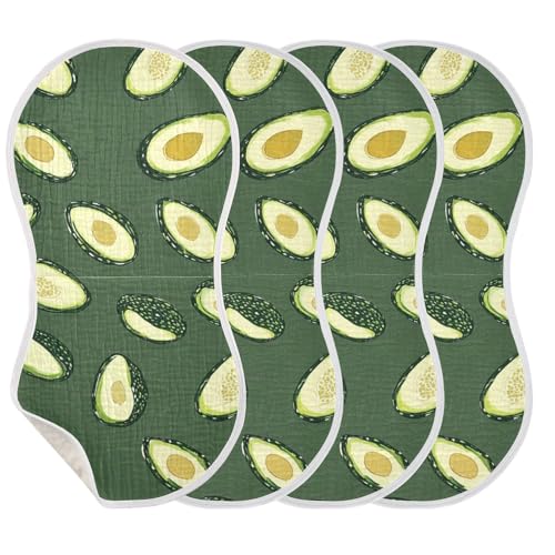 2 Pack Baby Burp Cloths, Soft Absorbent Burping Cloths for Babies, Cotton Milk Spit Up Rags, Large Size for Newborns, Baby Boys and Girls (Avocado)3