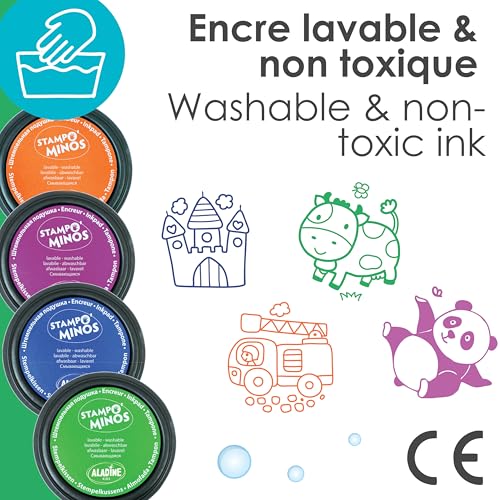 Aladine 3085150 Stampo Colors Karneval, 4 Stempelkissen, grün/blau/violett/orange