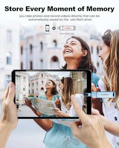 Image of MFi Certified 512GB Flash Drive for iPhone Photo Stick, USB Memory Stick iPhone Flash Drive for Photos Videos, High Speed External Storage USB Stick Thumb Drive for iPhone /iPad /Android /PC(Sky Blue)