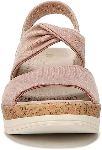 BZees Womens Remix Slingback Wedge Sandal Brown Linen 6 M | Image 2