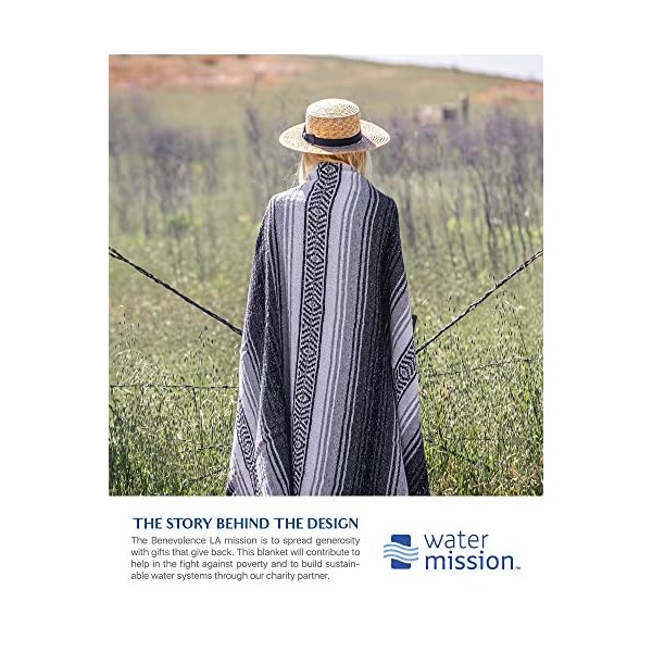 Benevolence LA Authentic Handwoven Mexican Blanket, Yoga Blanket - Perfect Outdoor Picnic Blanket, Camping Blanket, Equestrian Saddle Blanket, Serape Blanket 50x70 inches - Gray, Pack of 1