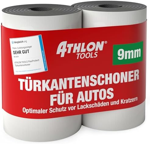 ATHLON TOOLS 2X Auto-Türkantenschutz (9mm) FlexProtect - je 2 m lang - Extra Dicker Türkan...