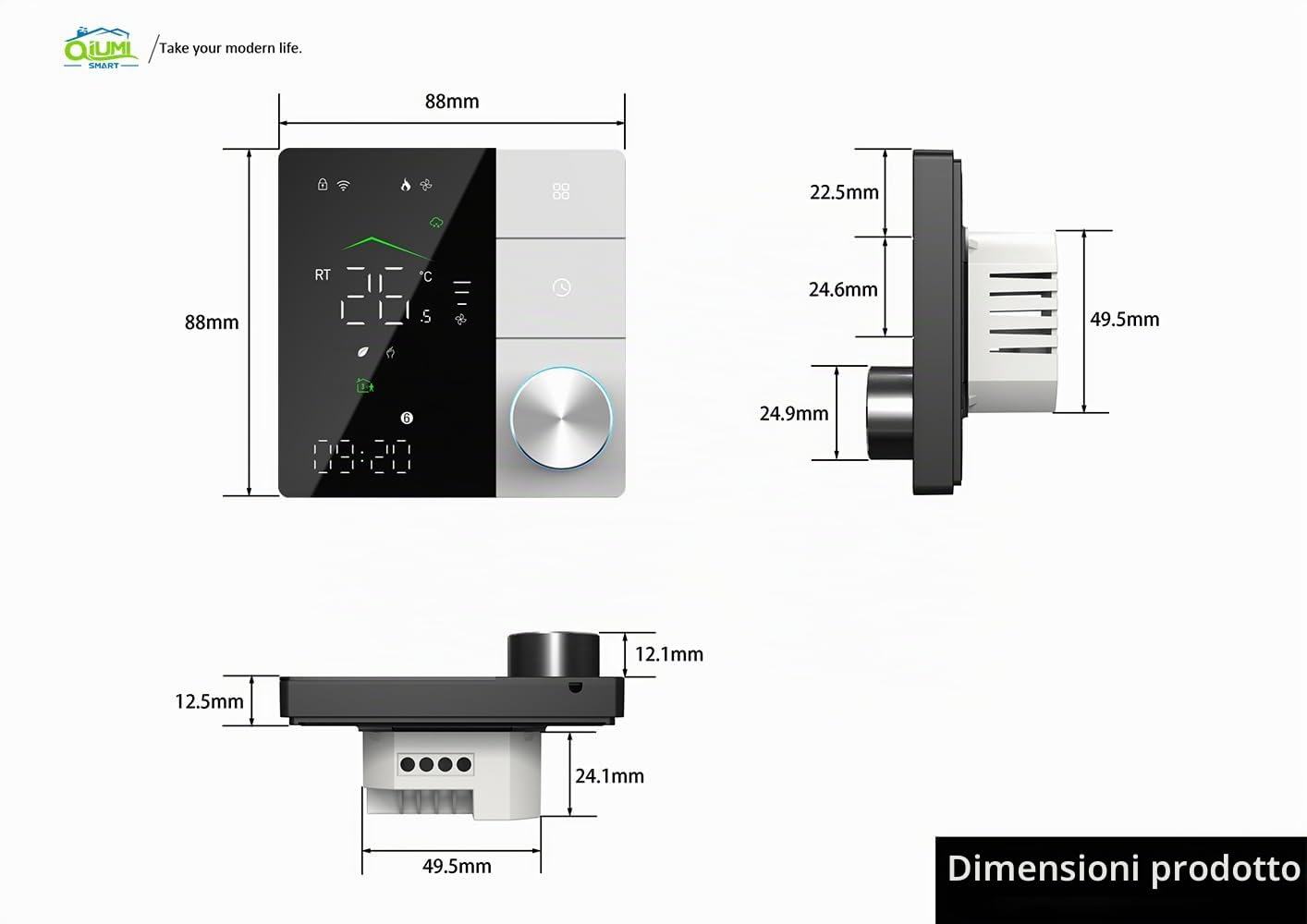 Smart WiFi Manopola Termostato Smart Life APP Telecomando per il riscaldamento della caldaia a gas ad acqua compatibile con Alexa Google Home, contatto asciutto