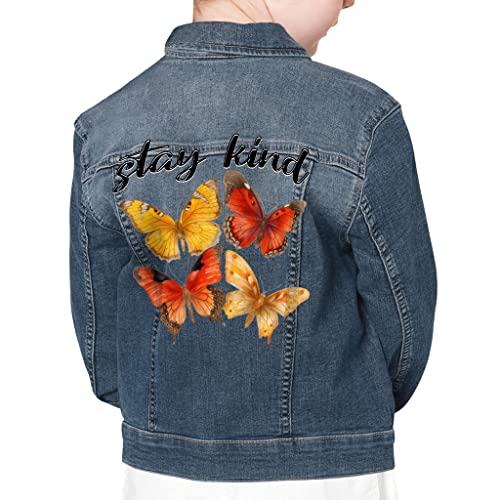 Stay Kind Kids' Denim Jacket - Butterfly Gifts for Kids - Butterfly Lover Gifts