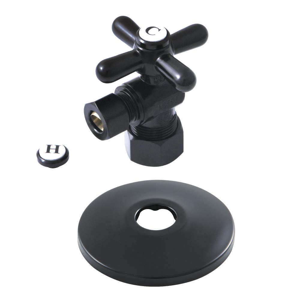 Vanne d'angle noir mat pour harmoniser une robinetterie de cuisine