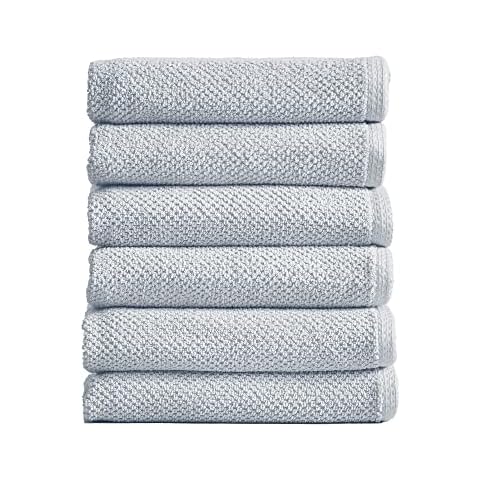100% Cotton Hand Towel Set (16 x 28 inches) Highly Absorbent, Textured Popcorn Weave Hand Towels. Acacia Collection (Set of 6, Ice Blue) Cover