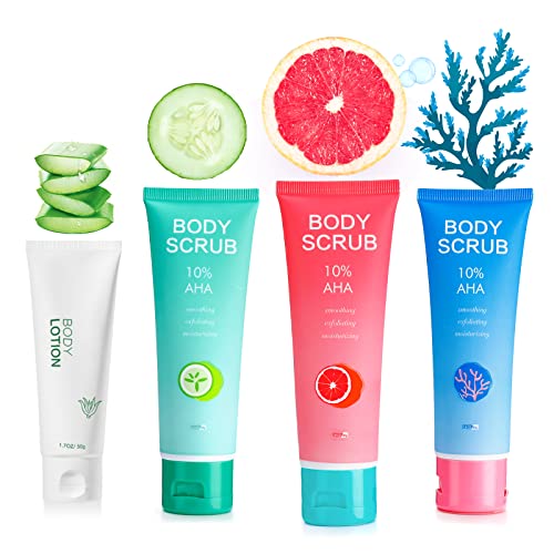 10% AHA Exfoliating Body Scrub Set with KP Bump Eraser for Cellulite Dead Skin Scars Acne Butt Pimples Hand Foot Scrub