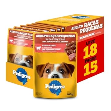 Pack Ração Úmida Pedigree Sachê Carne ao Molho para Cães Adultos de Raças Pequenas - Leve 18 Pague 15