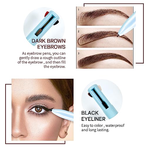 Prreal 4-in-1 Makeup Pen: Eyebrow, Eyeliner, Lip Liner & Highlighter - Waterproof, Multi-function Beauty Pencil (Blue B) - Image 3
