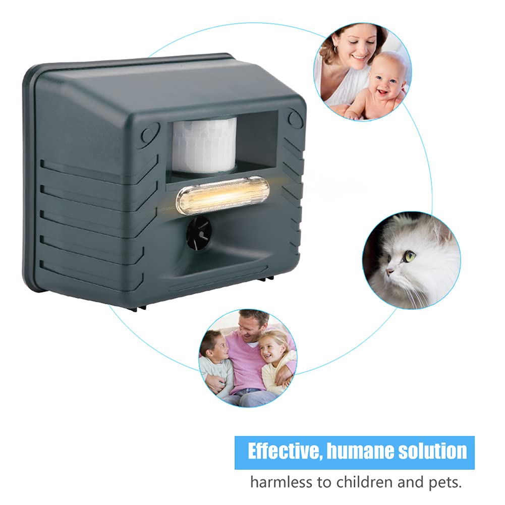 Hidyliu Allarme Ultrasonico con 4 Suoni Flash Repellente Elettronico per Parassiti, con Telecomando per Animali All'aperto, Uccelli, Roditori, 5000 Piedi Quadrati (Spina europea 220 V)