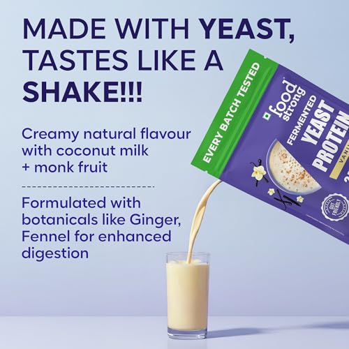 Image of Foodstrong Fermented Yeast Protein - Vanilla | 26g Complete Plant Protein with Probiotics, Digestive Enzymes, & Indian Herbs | Vegan | No Sugar | 500g