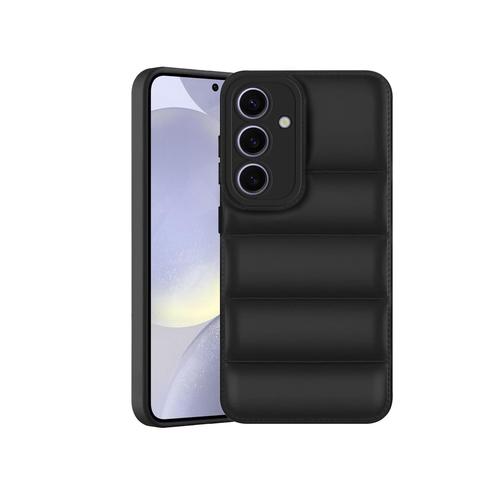 Amazon Brand - Solimo Puffer Case Camera Protection Soft Back Cover for Samsung Galaxy S24 - Black - Rubber (B0CV54RGYM) Amazon Price History, Amazon Price Tracker