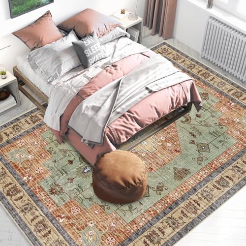 Tapete Boho Lavable Multicolor 243x183 cm Para Sala miniatura 3