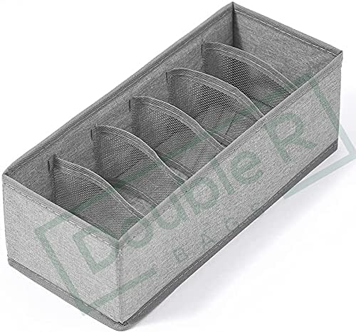 DOUBLE R BAGS Sock Underwear Drawer Organizer Dividers, Collapsible Cabinet Closet Storage Boxes for Clothes, Socks, Lingerie, Underwear, Tie, Belt, Baby, Bedroom (Grey, 1 Pack 6 Cell)-image-44