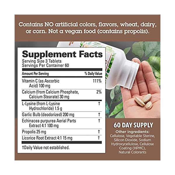 Quantum-Health-Super-Lysine-Advanced-Formula-Lysine-Immune-Support-with-Vitamin-C-Echinacea-Licorice-Propolis-Odorless-Garlic-180-Tablets-Packaging-may-vary Quantum Health SuperLysine+ Advanced Formula Immune Support Supplement Lysine 1500 mg, Vitamin C Echinacea Licorice Bee Propolis & Odorless Garlic Daily Wellness Blend for Women & Men - 180 Tablets