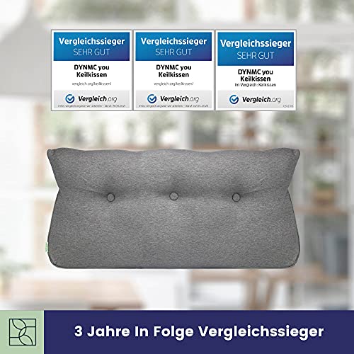 Bequemes Rückenkissen Baumwoll-Optik 90cm, Oeko-TEX, Modernes Keilkissen Bett, Mittelharter Polsterung - Perfekt als Lesekissen, Wandkissen, Rückenlehne - Premium Bett Kopfteil, Gepolstert DYNMC YOU - Image 3