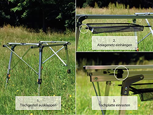 highfeld Aluminium Camping Table 90 x 50 x 64 / 44 cm Height Adjustable Folding Table - Image 5