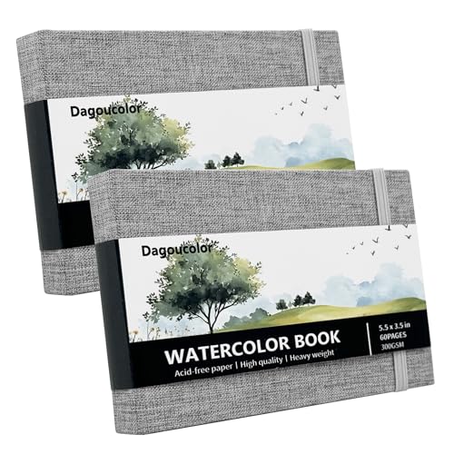 DagouColor Watercolor Sketchbook 2 Pack 30 Sheets Each - Grey 14 * 8.9cm