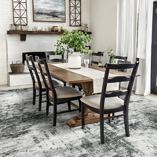 RUUGME Washable Abstract Rug 8X10: Living Room Large Vintage Area Rug Soft Indoor Low Pile Carpet for Bedroom, Dining Room Non-Slip Backing Stain Resistant Decor Machine Washable Mat 8X10 blackA
