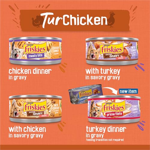 Purina Friskies Wet Cat Food Gravy Variety Pack, TurChicken Extra Gravy Chunky, Meaty Bits and Prime Filets - 48 ct. Can - Image 3