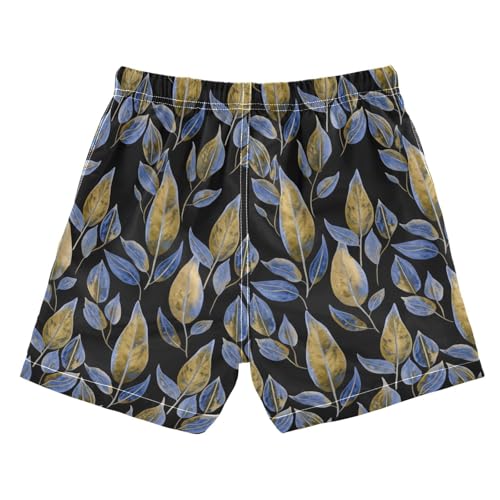 DOMIKING Leaves Plant Black Toddler Boys' Swim Trunks Mesh Lining Swim Shorts for Kid Boy Toddler Adjustable Waist2