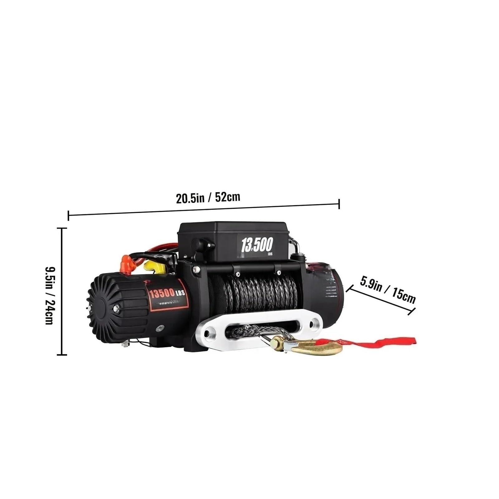 Paranco Di Sollevamento Elettrico Winch13500LBS 12V Sintetico Con Fune Da Traino 24M/92FT Paranco Elettrico Telecomandato Verricello