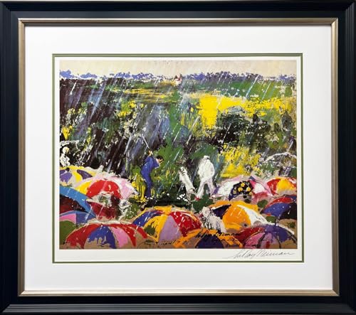 LeRoy Neiman Arnie In The Rain Custom Framed Hand Signed Augusta GOLF Palmer