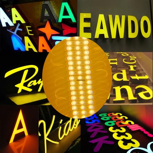 Image of LED Module Super Bright 200 PCS Yellow 2835SMD 3 LED Module Waterproof Decorative Light for Letter Sign Advertising Signs with Tape Adhesive Backside (Yellow)