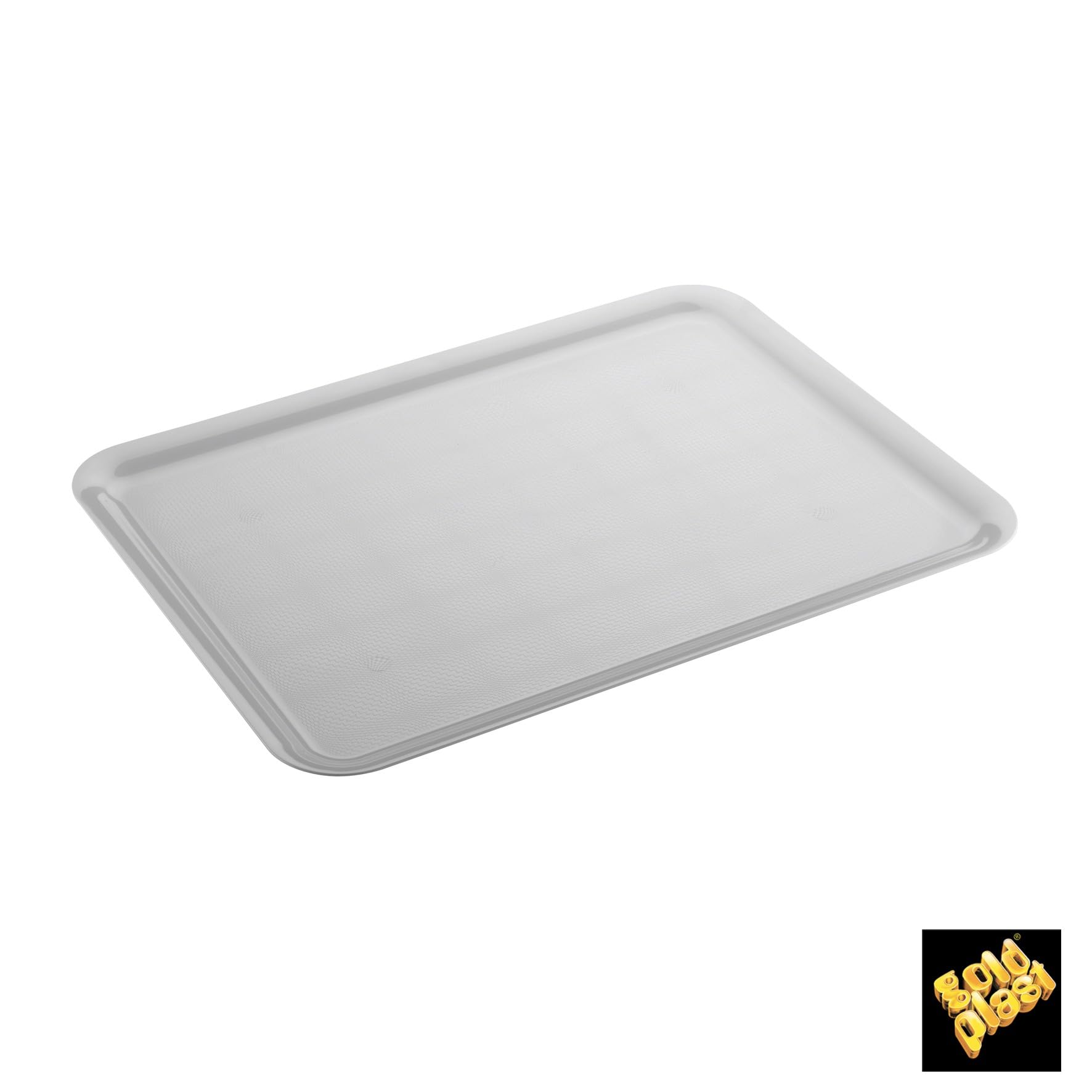4 Bandejas de Plástico Duro, 50x37cm, Color Blanco, Bandeja Rectangular, para Servir, Autoservicio, Fast Food, Apto para Lavavajillas, Resistente, Plástico PS