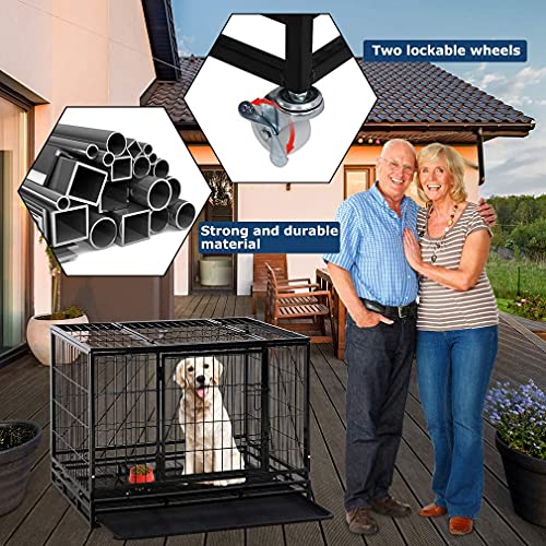 HGS 36-in Dog Crate Metal Dog Cage Heavy Duty Kennel for Large Dogs Pet Playpen for Training, Indoor Outdoor Dog Crate… - Image 4