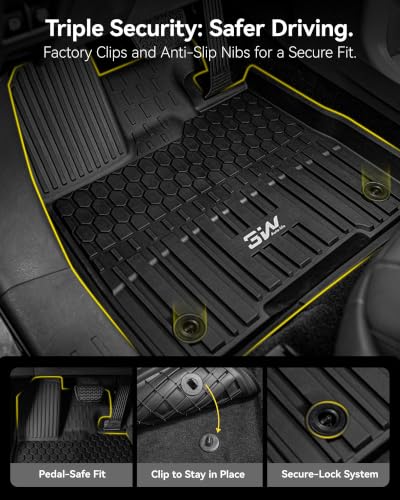 Image of 3W Floor Mats & Trunk Mat& Backrest Mats for Toyota Sienna 2021-2026 (Only for 7 Seat), TPE All Weather Custom Fit Floor Liner for Sienna 1st, 2nd and 3rd Row and Cargo Mat, Black
