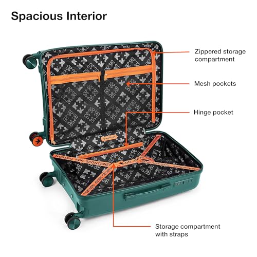Image of Nasher Miles Seattle Hard-Sided Polypropylene Check-in Luggage 24 inch | 65cm | 8 Wheels Medium Trolley Bag for Travel | Suitcase (Dark Green)