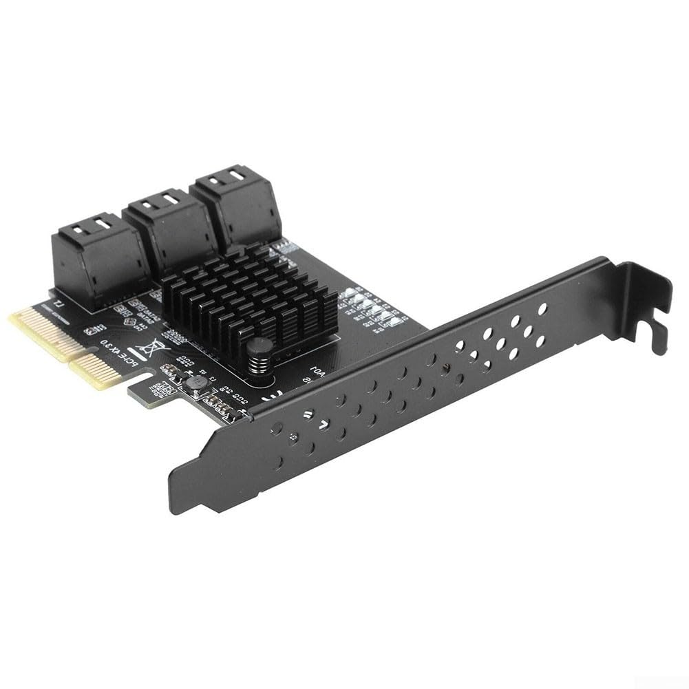 ASMedia ASM1166 - Scheda di espansione PCI-E con 6 porte SATA3.0, supporta 4 slot x 8 x 16 per Windows per sistemi Linux Synology, controller di interfaccia SSD per disco rigido senza driver