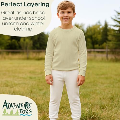 Adventure Togs Kids Thermal Leggings - Kids Base Layer, Winter Skins for Boys and Girls, 2 Pack White 2-3 Years - Image 4