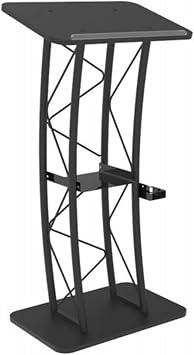 47Conference Pulpit Curved Podium Stand Church Lectern Podium Truss Metal/Wood Pulpit Lectern w/A Cup Holder Office Pulpit for Churches Classrooms Pulpito Black Podium Wrought Iron Podium