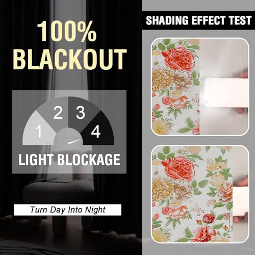 Image of Cloth Fusion Printed 100% Blackout Door Curtains 9 Feet Long Set of 2, Room Darkening Parda with Stainless Steel Grommets for Home Decor (9x4.5 Feet, Lush Blooms)