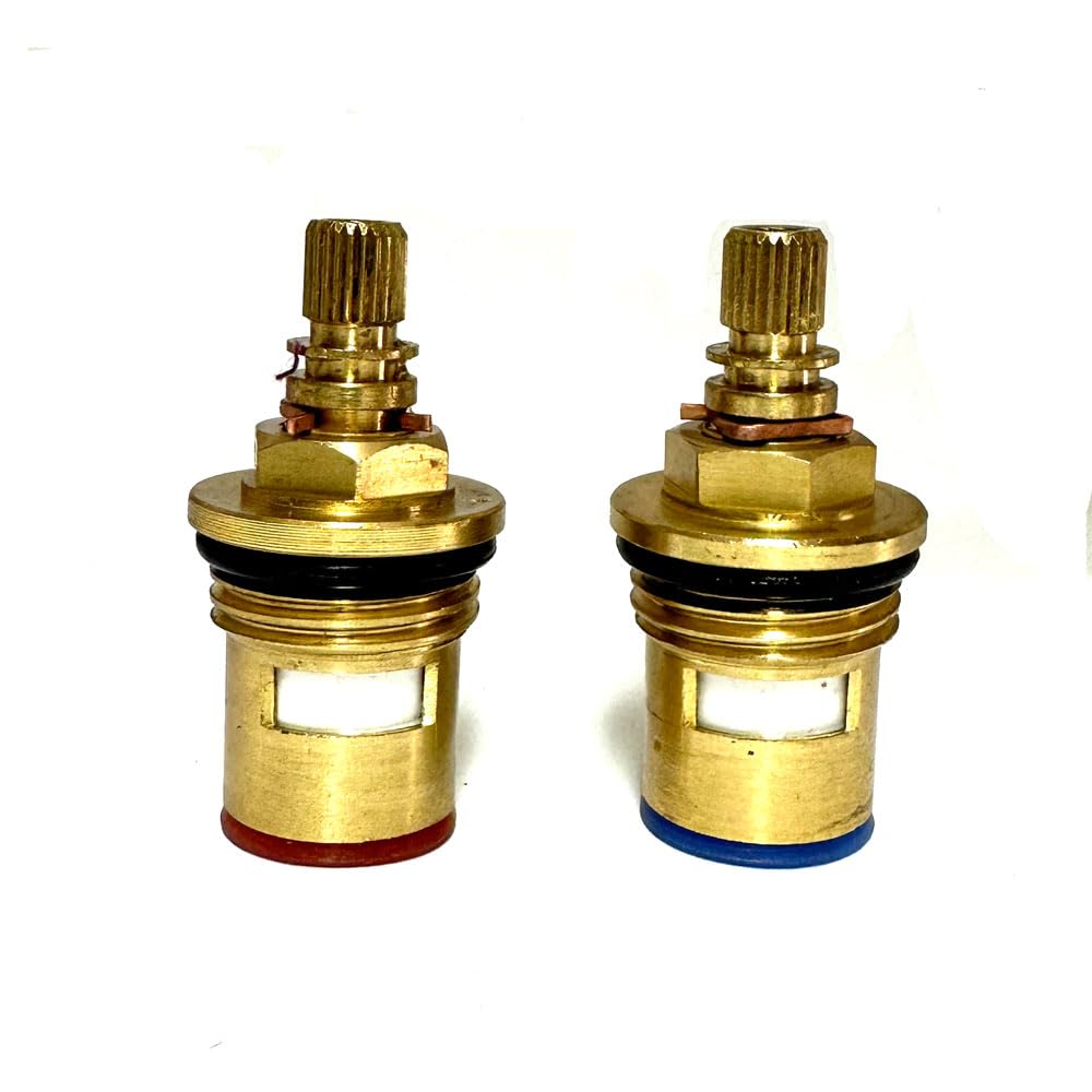 24 Spline Tap Valve Short Cartridge 46mm B6 Spline Size 1/4 Turn Kitchen Basin Pair Hot Cold