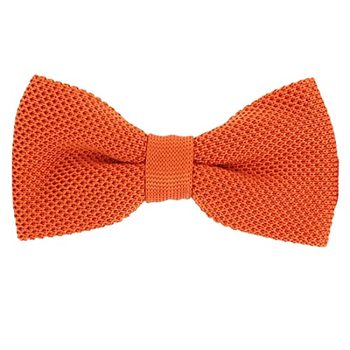 Tony & Paul. Noeud papillon tricot. PAULO, Soie. Orange clémentine. Uni. FABRIQUE EN ITALIE.