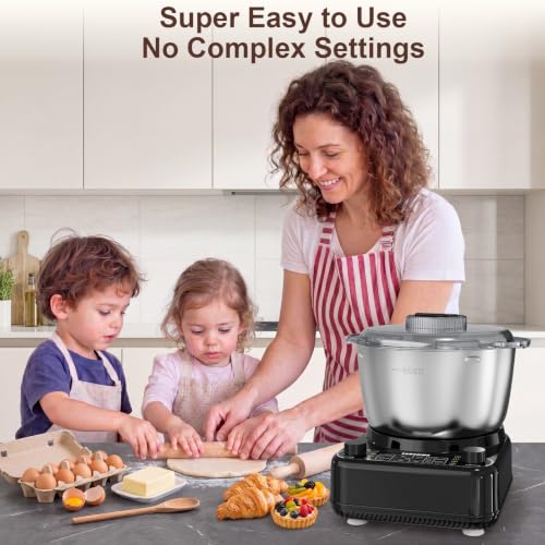 Image of Electric Dough Mixer with Ferment Function, 6.5QT Stand Dough Maker, Dough Kneading Machine with 304 Stainless Steel Bowl, Removable Lid & Knob Control, Ideal for Pizza, Pasta, Bread - Onyx Black