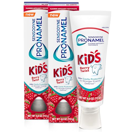 Sensodyne Pronamel Kids Toothpaste, Fluoride Anticavity Toothpaste, Cavity and Enamel Protection, for Ages 2+, Berry Twist Flavored, 4 oz (2 Pack)