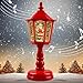 Weihnachts Schneelaterne mit Musik, Schneekugel Laterne Weihnachtskerze, Vintage Weihnachten Wasser Glitzernde Verschneiter Globus Nachtlicht, LED Schneekugel Weihnachtslaterne Dekoration (rot)