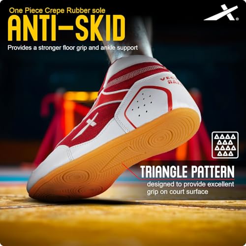 Image of Vector X Razor-2.0 Kabaddi Shoes for Mens, Boys & Girls /Sports and Athletic Footwear with Synthetic Leather with Breathable Mesh Upper /Crepe Rubber Sole (Red-White)
