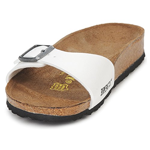 Image of Birkenstock Women's Narrow Fit Mules, White Ice Pearl Mondstein, 4.5 Big Kid