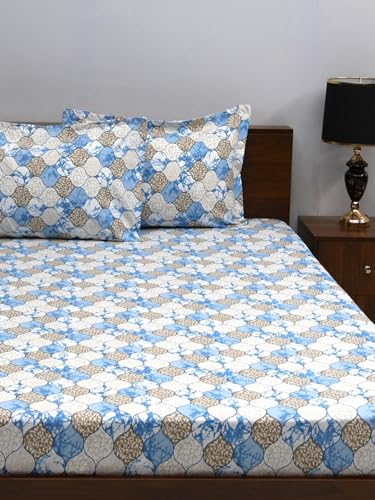 Image of Bombay Dyeing Mimosa 164 TC Microfiber Blue Double Size Bedsheet with 2 Pillow Covers