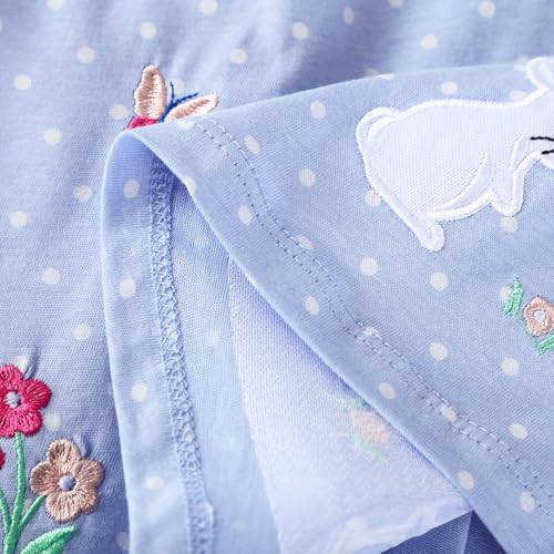Image of Girls Cotton Long Sleeve Casual Cartoon Appliques Striped Jersey Dresses
