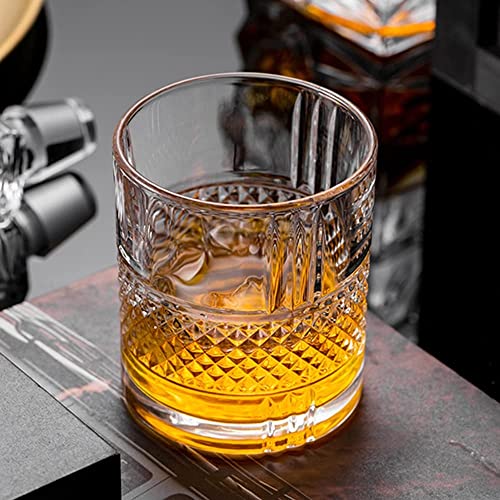 Image of Whiskey Glass 300 ml Bar Glass for Drinking Bourbon, Whisky, Scotch, Cocktails, Cognac- Old Fashioned Cocktail Tumblers Set of 4 (Bent .$., 4)
