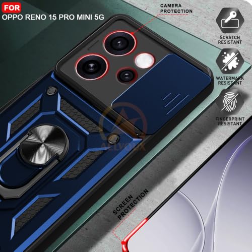 Image of Armor Bumper Back Cover Case for Oppo Reno 15 Pro Mini 5G Rotating Camera Cover, Ring Holder & Kickstand | Heavy Duty & 360 Degree Protection Oppo Reno 15 Pro Mini 5G Back Cover (Blue)