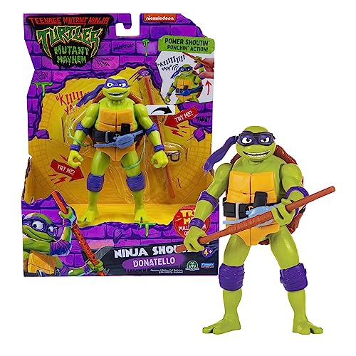 Tortugas Ninja Tortuga Donatello en Formato Action Figure Deluxe de 15 cm con Efectos de Sonido y función mecánica de Combate, para niños a Partir de 4 años