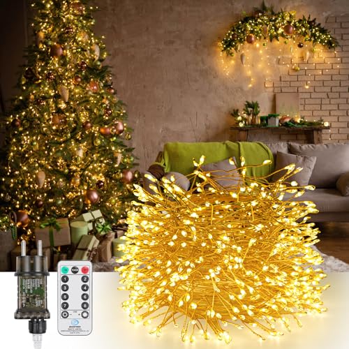 GuKKK LED Lichterkette aus Kupferdraht, 10M 600 LED Lichterkette...