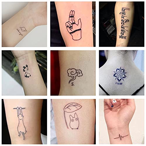 Bestatoo Temporary Tattoo Kit,Fake Tattoos Semi Permanent Tattoo Gel For Diy Body Painting Fake Freckles 52 Pcs Tattoo Stencils,Full Kit 4 Colors (Black/Red/Brown/Teal) #TOP5